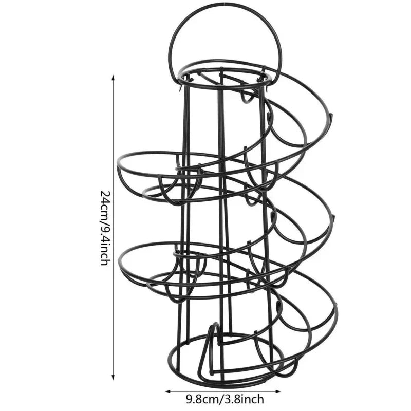 Egg Dispenser Rack Spiral Rolling Metal 24-Egg Capacity