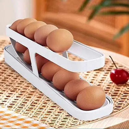 Egg Organizer Two-Tier Rolling Dispenser 14-Egg Capacity