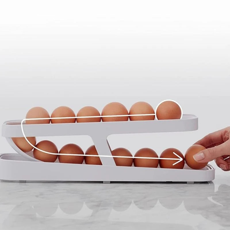 Egg Organizer Two-Tier Rolling Dispenser 14-Egg Capacity