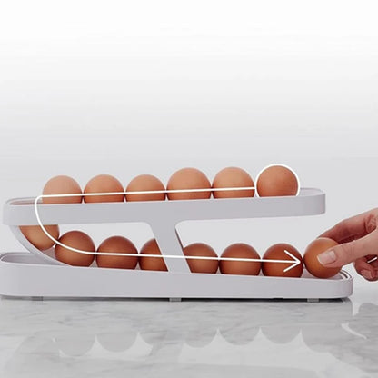Egg Organizer Two-Tier Rolling Dispenser 14-Egg Capacity