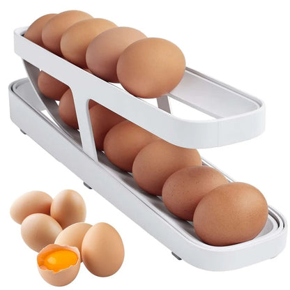 Egg Organizer Two-Tier Rolling Dispenser 14-Egg Capacity