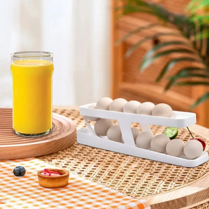 Egg Organizer Two-Tier Rolling Dispenser 14-Egg Capacity