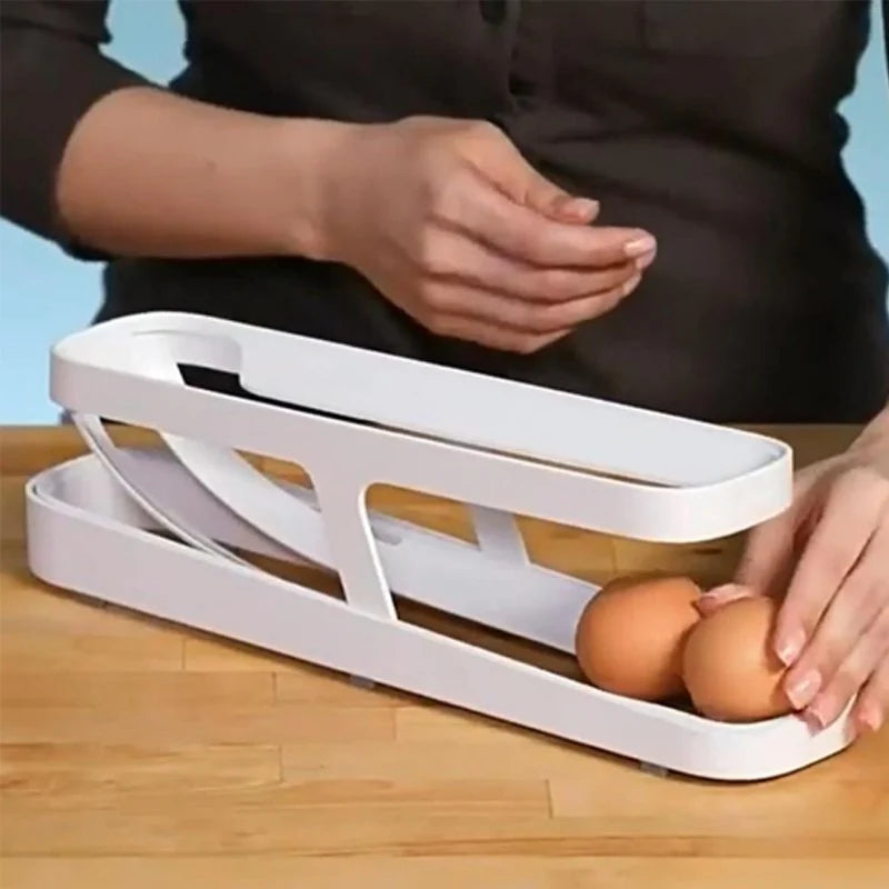 Egg Organizer Two-Tier Rolling Dispenser 14-Egg Capacity