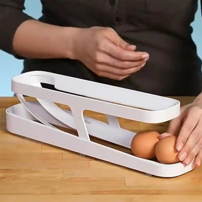 Egg Organizer Two-Tier Rolling Dispenser 14-Egg Capacity