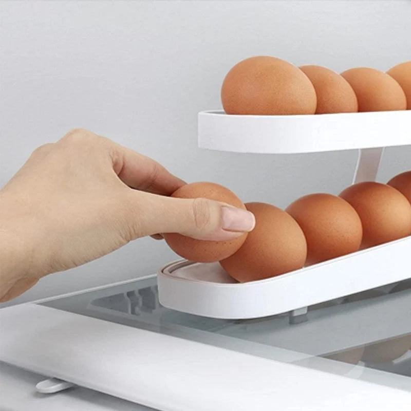Egg Organizer Two-Tier Rolling Dispenser 14-Egg Capacity