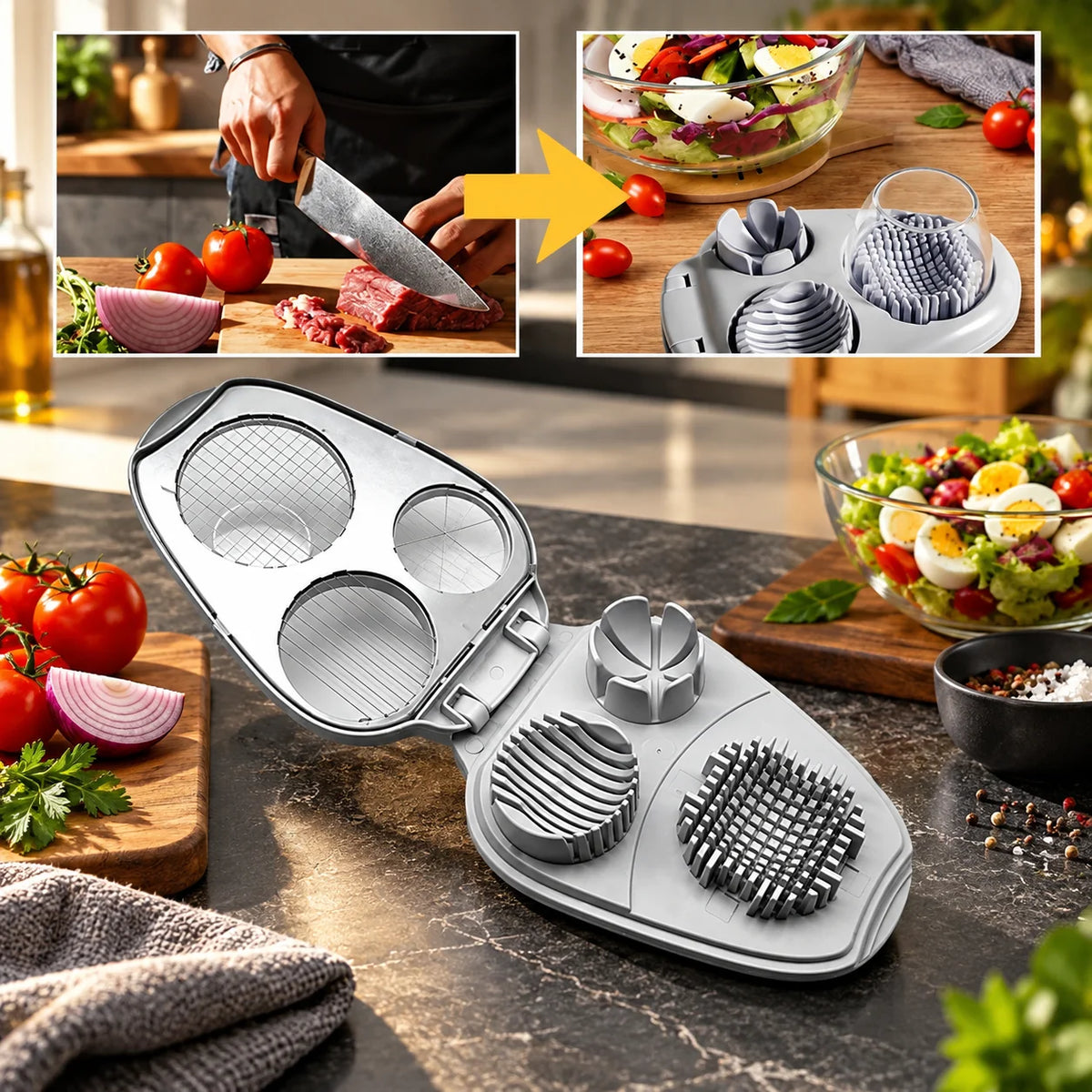 Egg Slicer 3-In-1 Stainless Steel Wires & Non-Slip Base