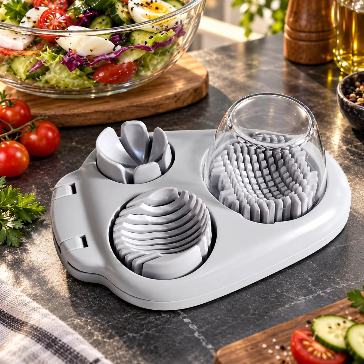Egg Slicer 3-In-1 Stainless Steel Wires & Non-Slip Base