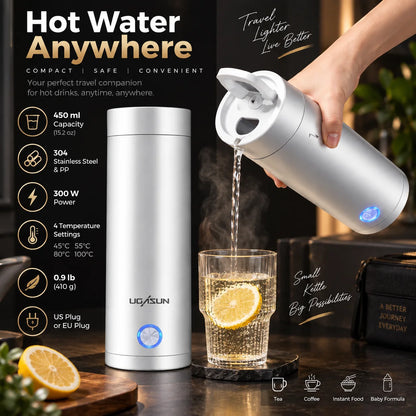 Electric Kettle Portable 15oz Stainless Steel Interior & Temperature Presets