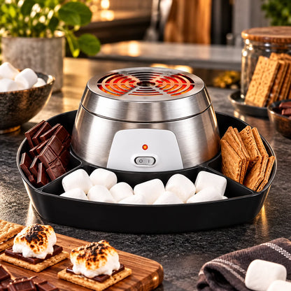 Electric S'mores Maker Flameless Compartmented Tray & 4 Skewers