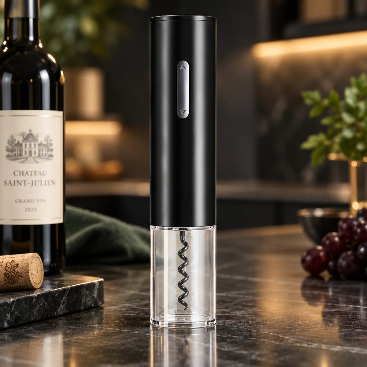 Electric Wine Opener Button-Operated Natural & Synthetic Corks