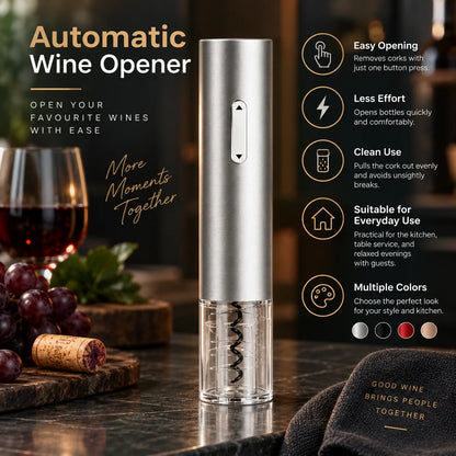 Electric Wine Opener Button-Operated Natural & Synthetic Corks