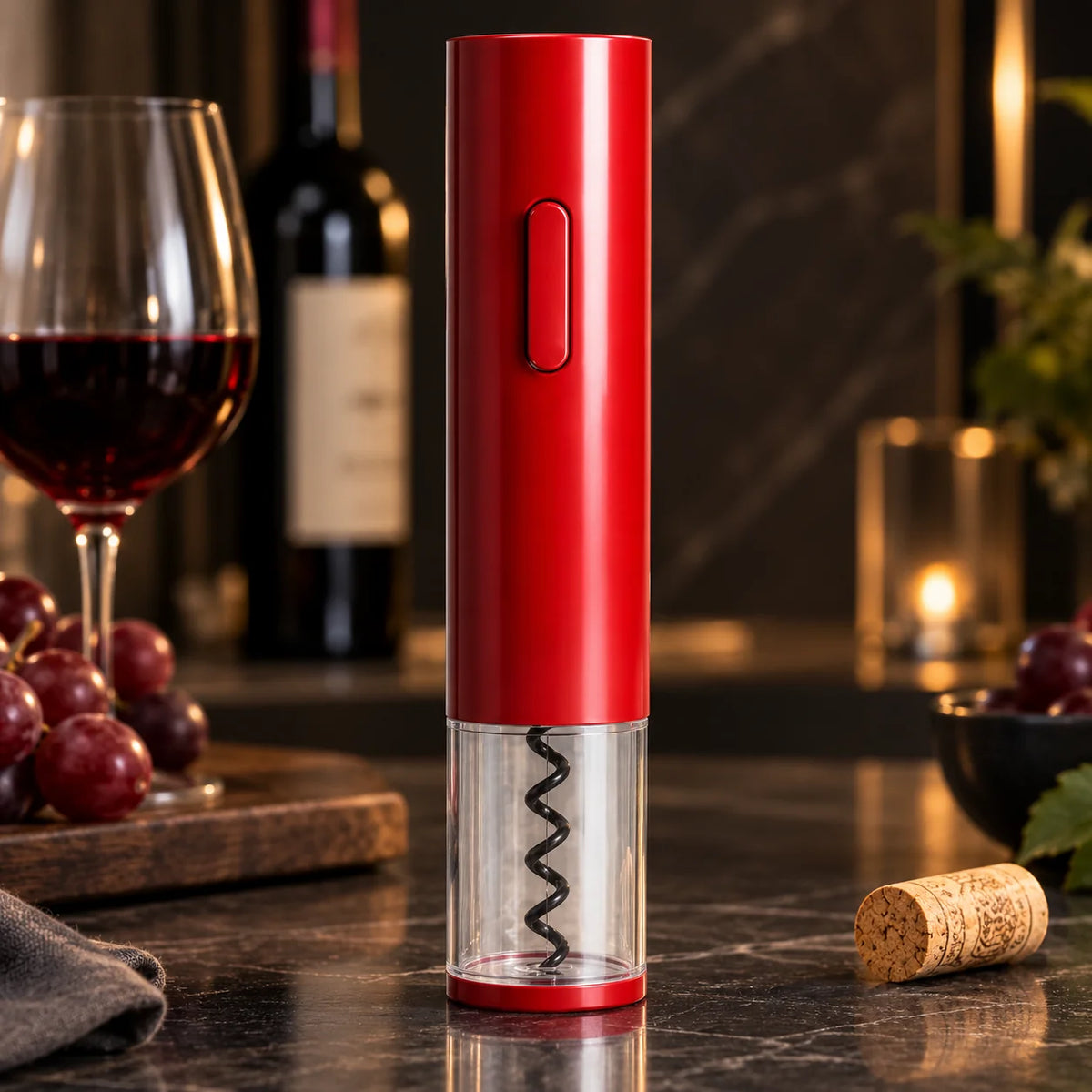 Electric Wine Opener Button-Operated Natural & Synthetic Corks