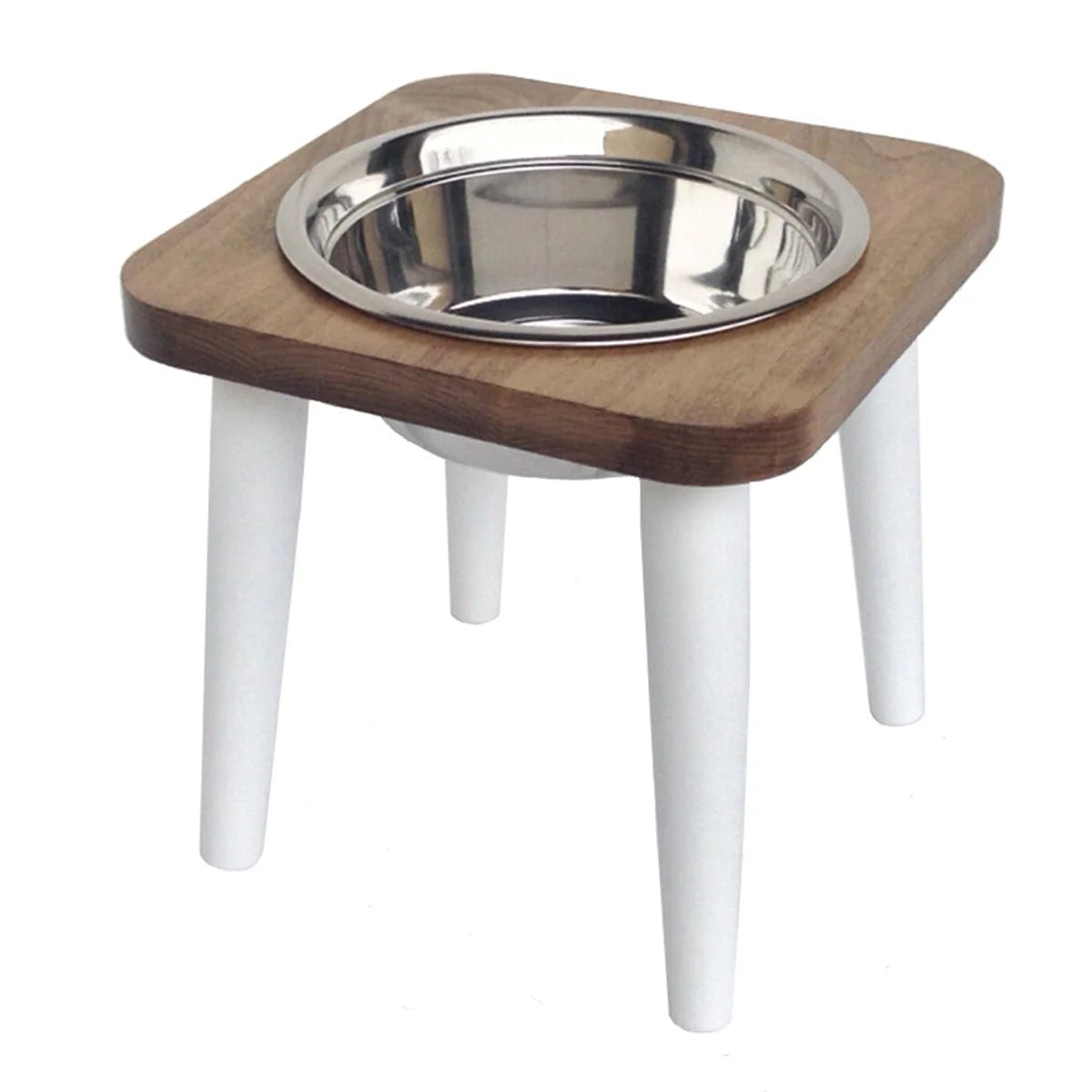 Elevated Dog Bowl Stand Maple Hardwood Stainless Steel Bowl