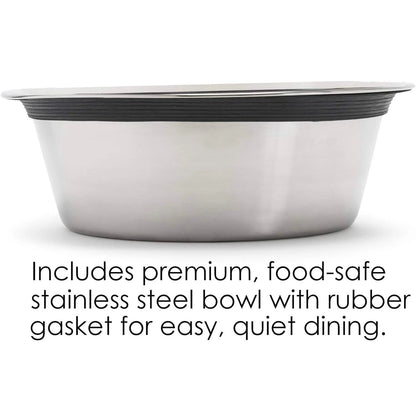 Elevated Dog Feeder Triple Stainless Steel Bowls Weather-Resistant Stand