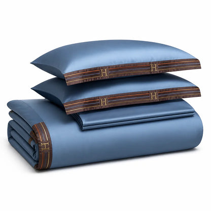 Embroidered Satin-Finish Long-Staple Cotton Bedding Set (4-Piece)