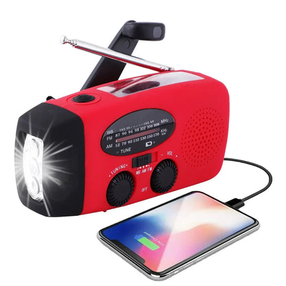 Emergency Radio Hand-Crank & Solar 2,000mAh Power Bank