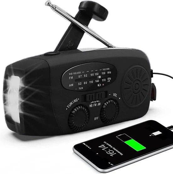 Emergency Radio Hand-Crank & Solar 2,000mAh Power Bank
