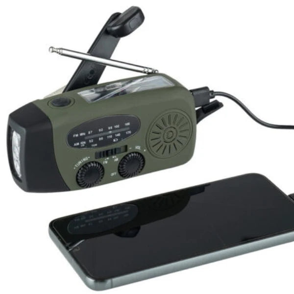 Emergency Radio Hand-Crank & Solar 2,000mAh Power Bank