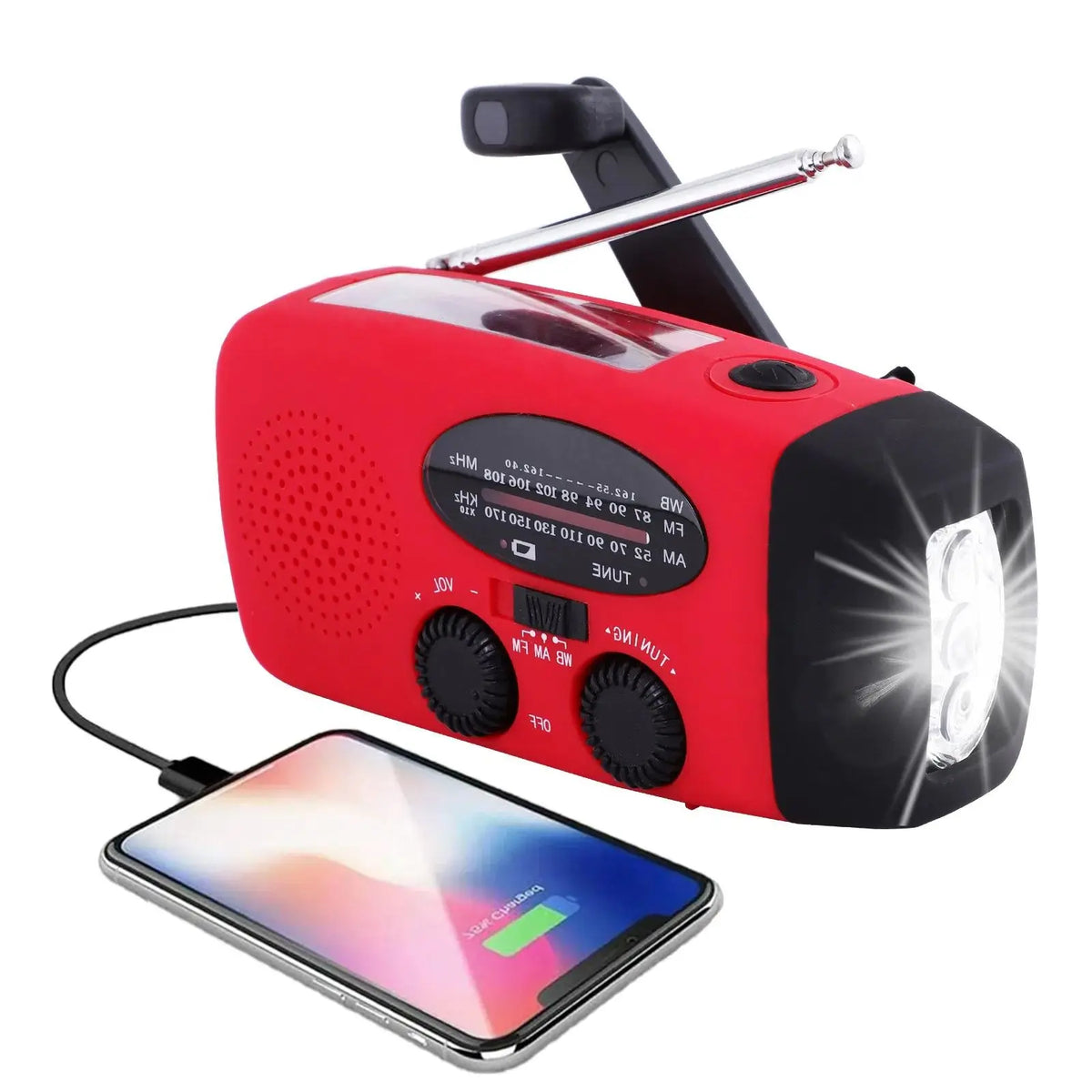 Emergency Radio Hand-Crank & Solar 2,000mAh Power Bank