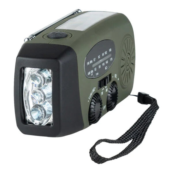 Emergency Radio Hand-Crank & Solar 2,000mAh Power Bank