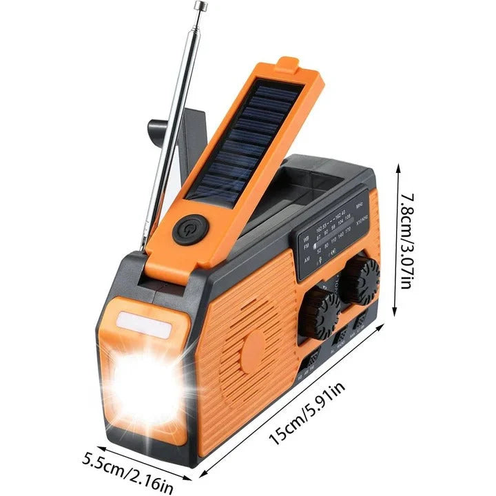Emergency Radio Solar & Hand Crank Powered AM/FM Weather Band USB Charging