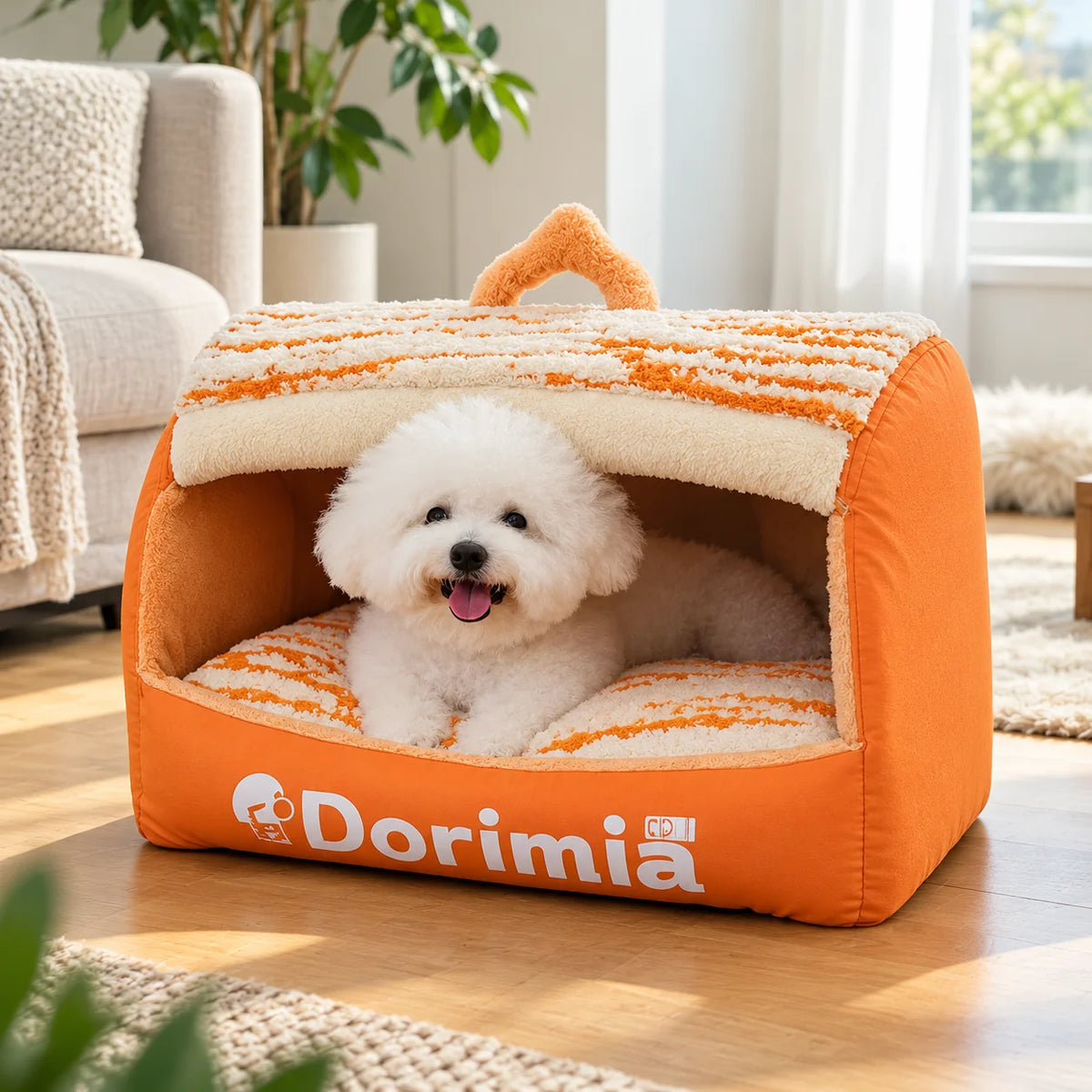 Enclosed Pet Bed Plush Den-Style Washable Cover