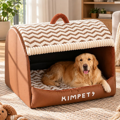Enclosed Pet Bed Plush Den-Style Washable Cover