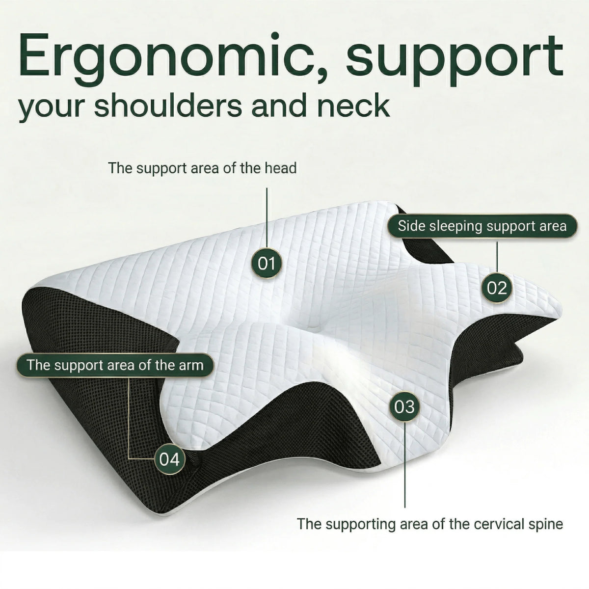 Ergonomic Pillow Butterfly Contour Dual-Height Memory Foam