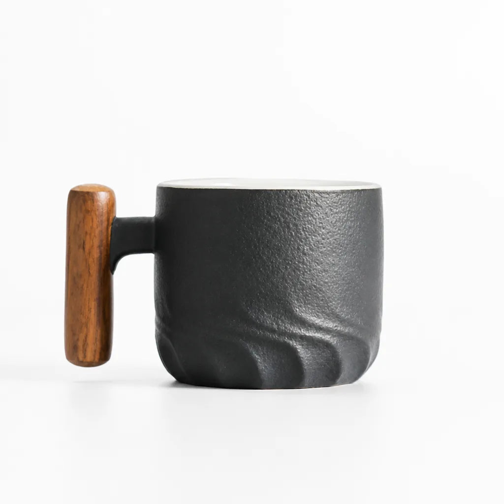 Espresso Cups Handcrafted Ceramic Wooden Handle