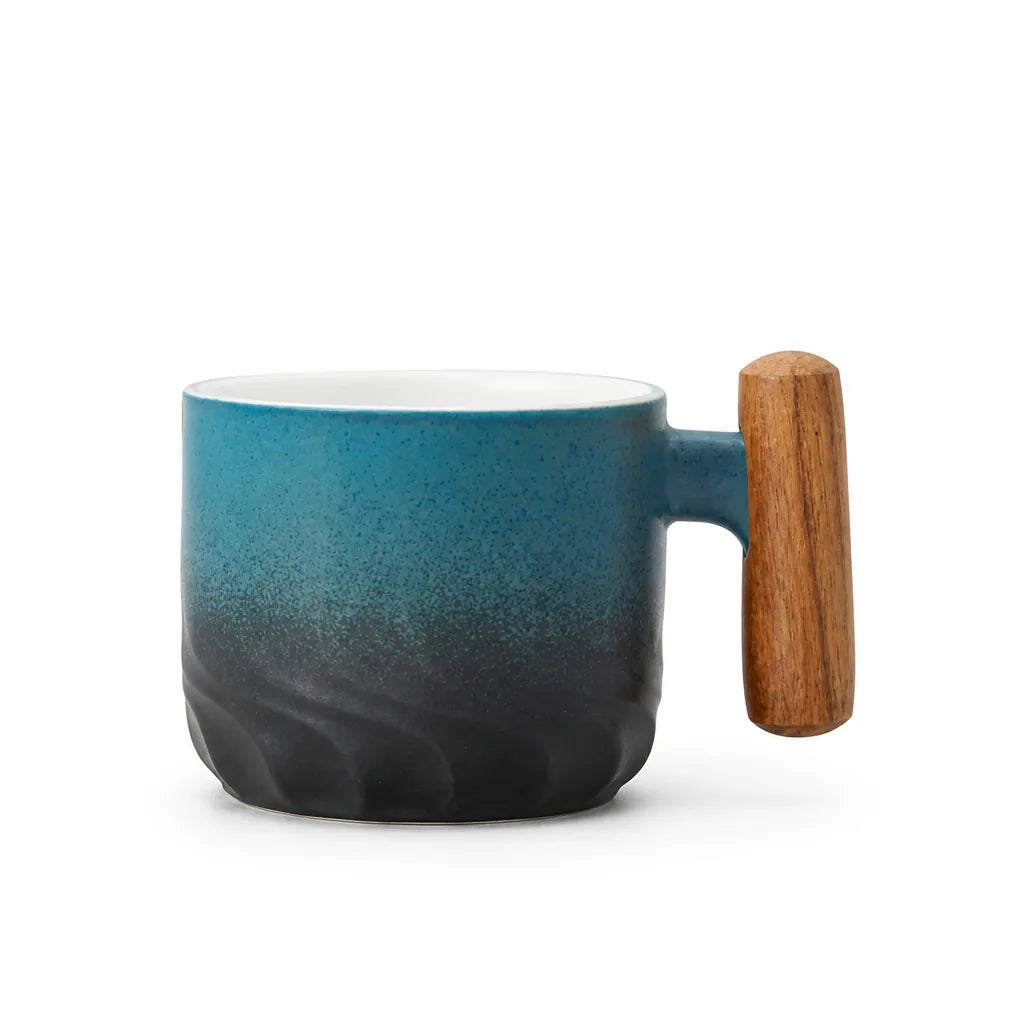 Espresso Cups Handcrafted Ceramic Wooden Handle