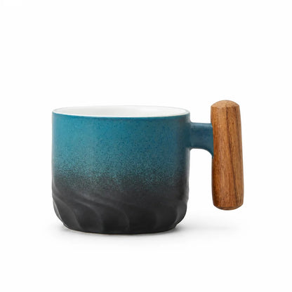 Espresso Cups Handcrafted Ceramic Wooden Handle