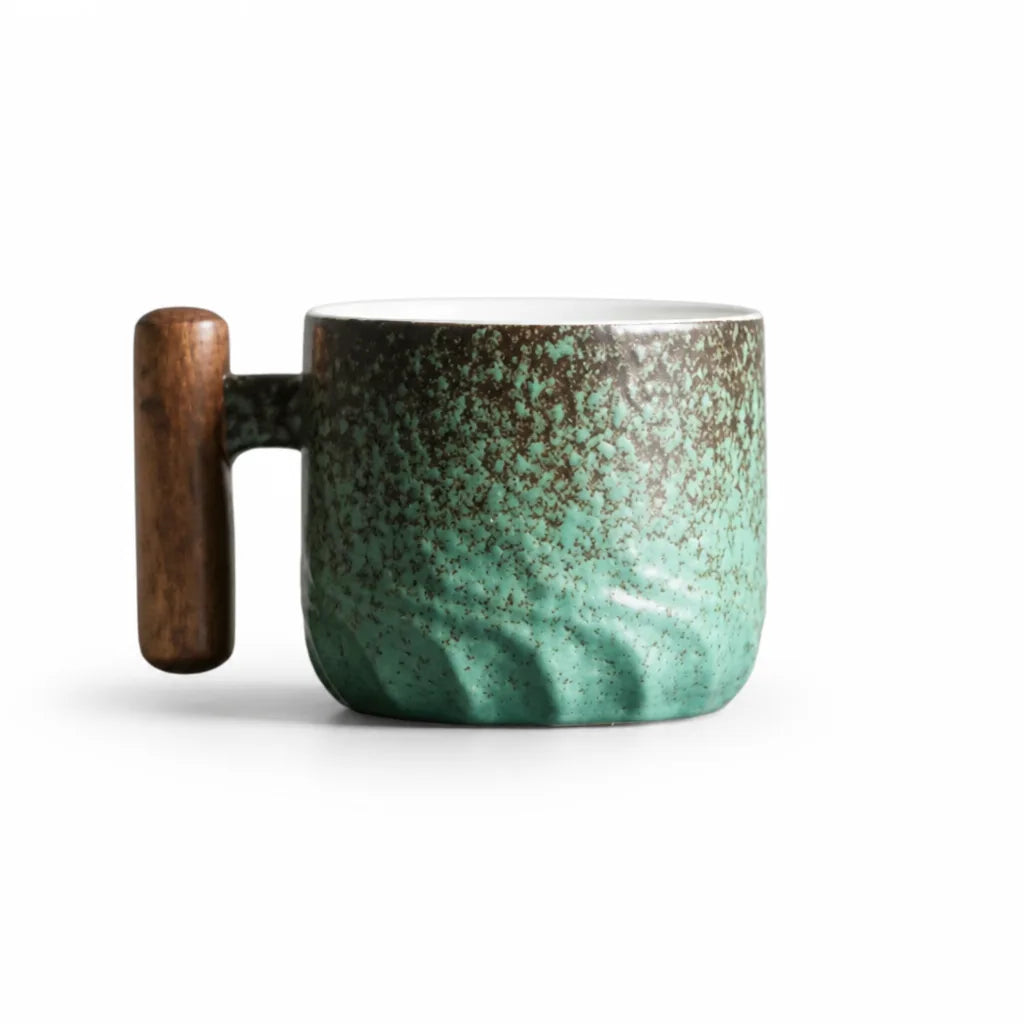 Espresso Cups Handcrafted Ceramic Wooden Handle