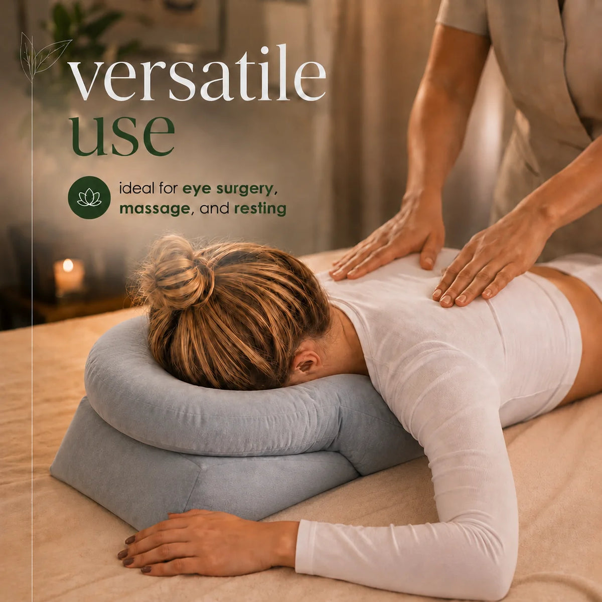 Face-Down Pillow Built-In Face Opening Firm Support