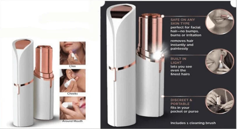 Facial Hair Remover Lipstick-Style Built-In LED Travel Size