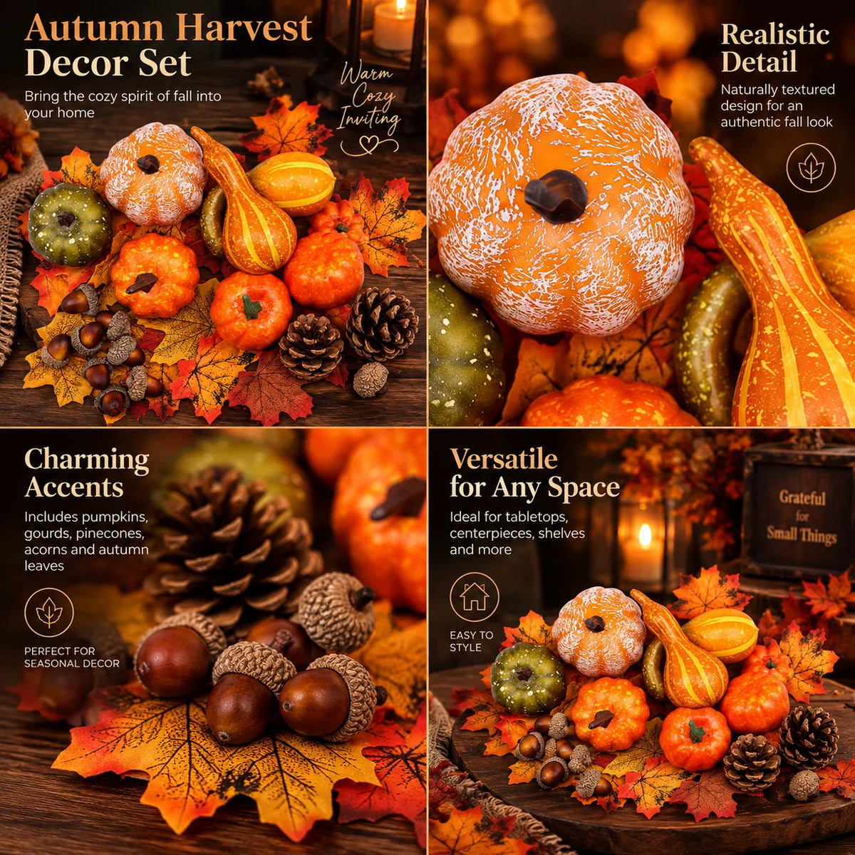 Fall Harvest Decor Kit 50-Piece Molded Foam