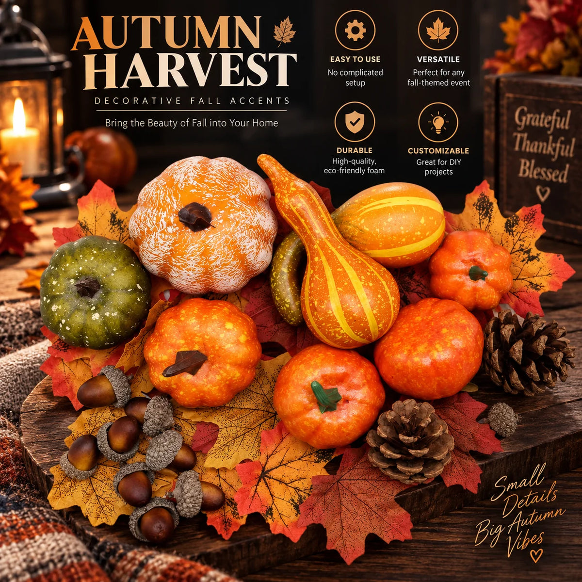 Fall Harvest Decor Kit 50-Piece Molded Foam