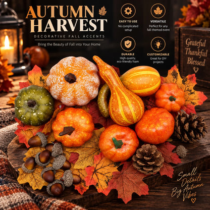 Fall Harvest Decor Kit 50-Piece Molded Foam