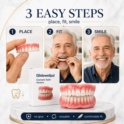False Teeth Set Upper & Lower Moldable Fit Natural-Looking