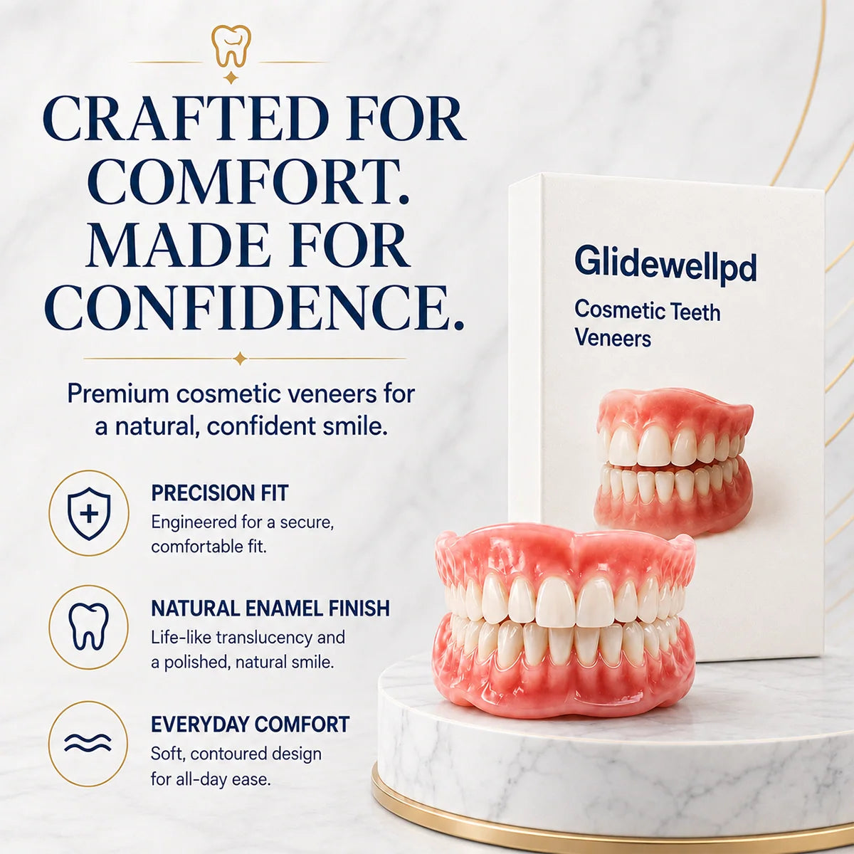 False Teeth Set Upper & Lower Moldable Fit Natural-Looking