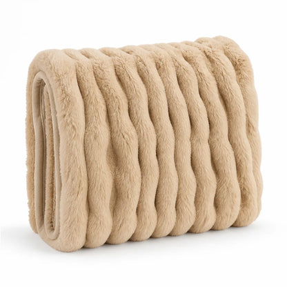 Faux Fur Machine Washable Travel Throw Blanket