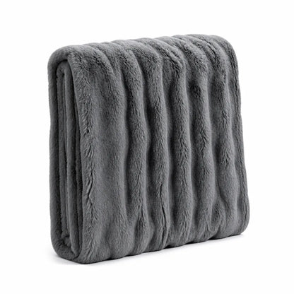 Faux Fur Machine Washable Travel Throw Blanket