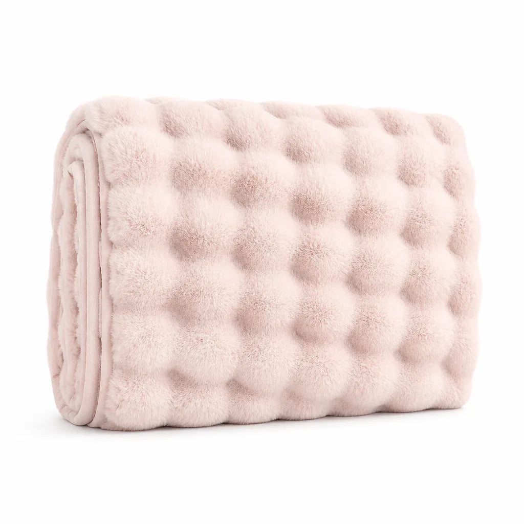 Faux Fur Machine Washable Travel Throw Blanket