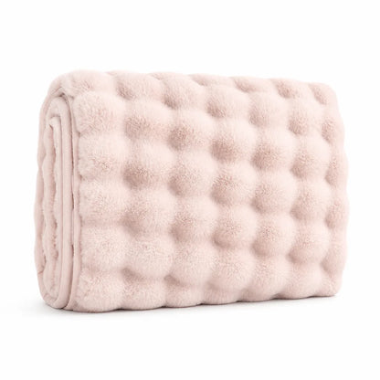 Faux Fur Machine Washable Travel Throw Blanket