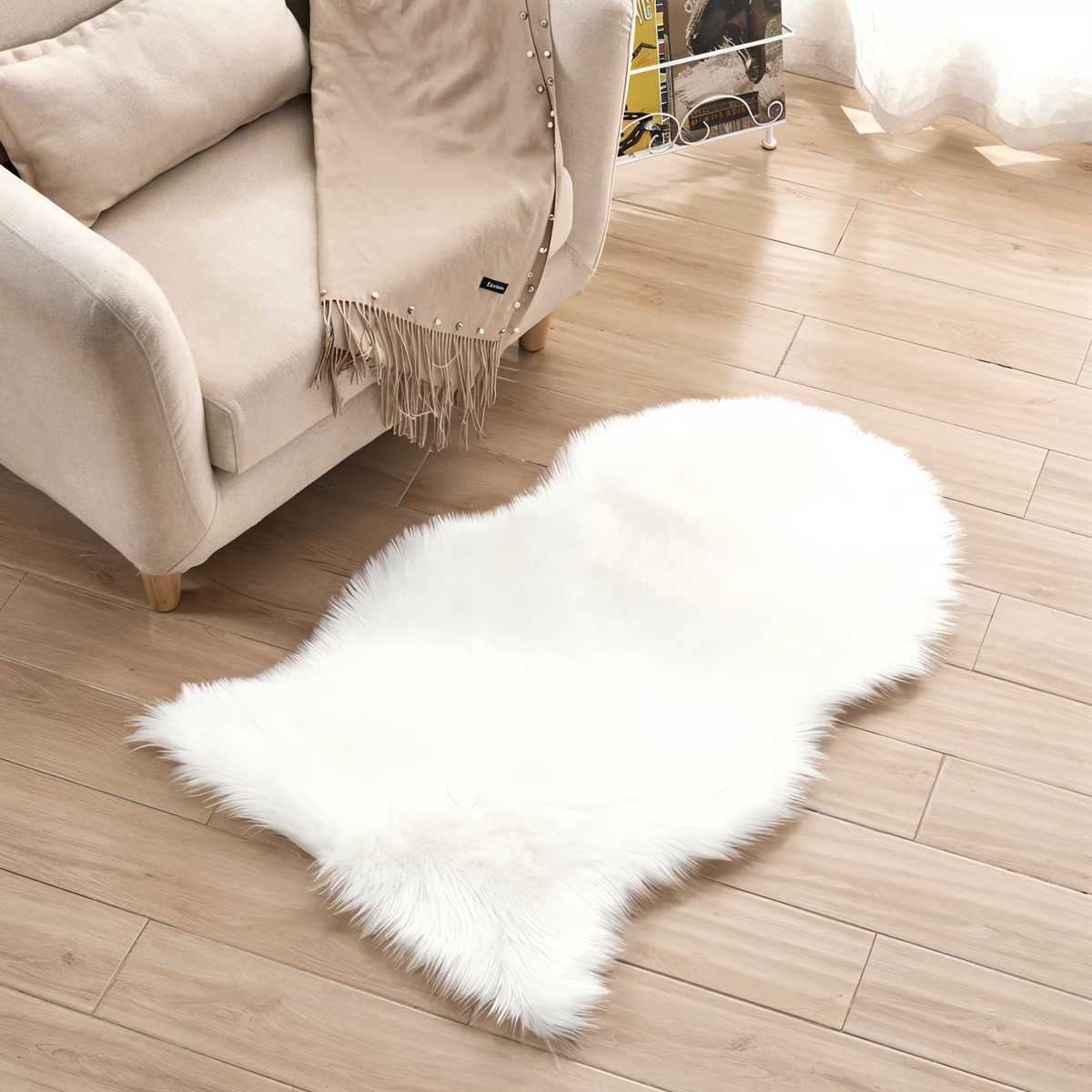 Faux Fur Rug Ultra-Soft Non-Slip Backing & Machine Washable