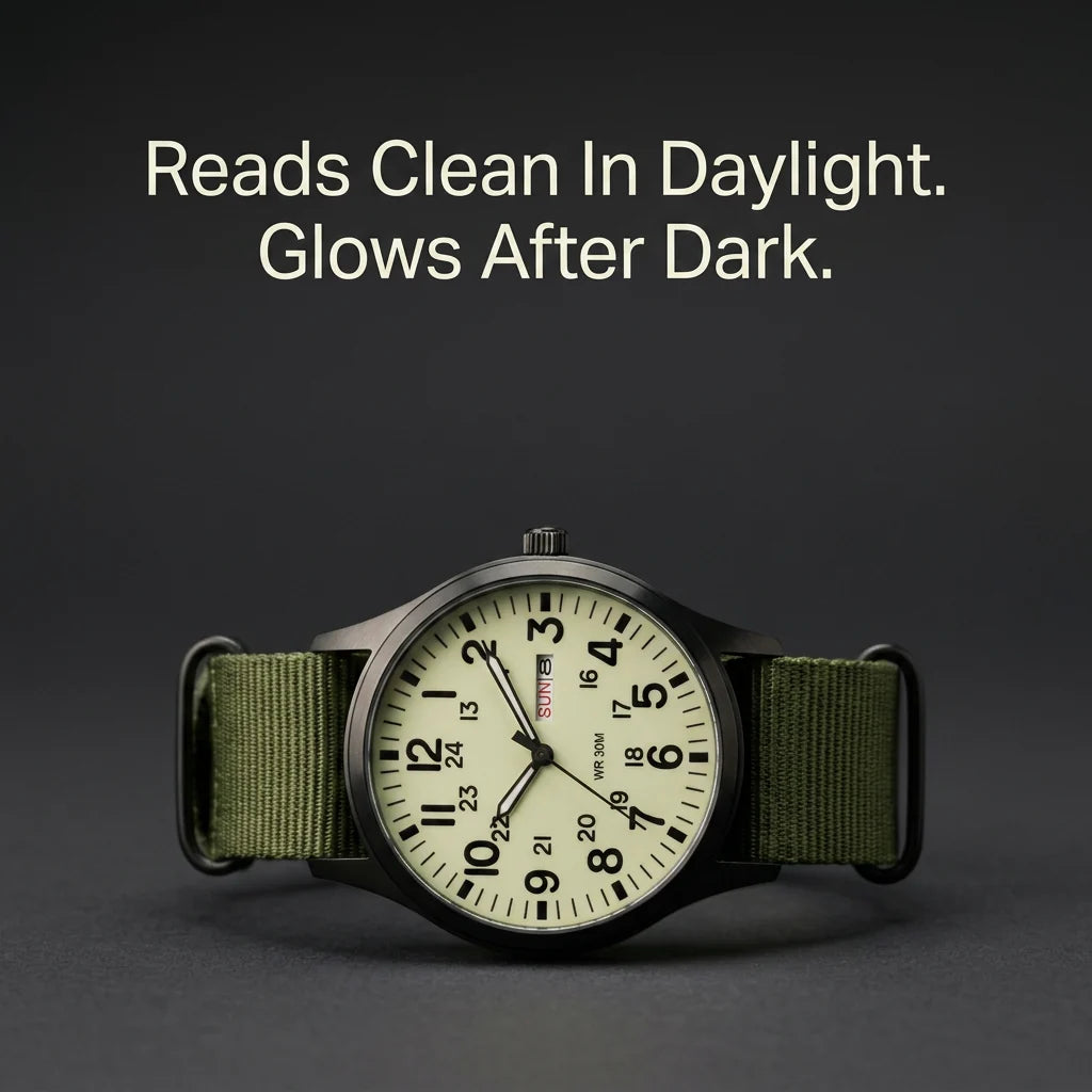 Field Watch 44mm Luminous Dial Nylon NATO Strap
