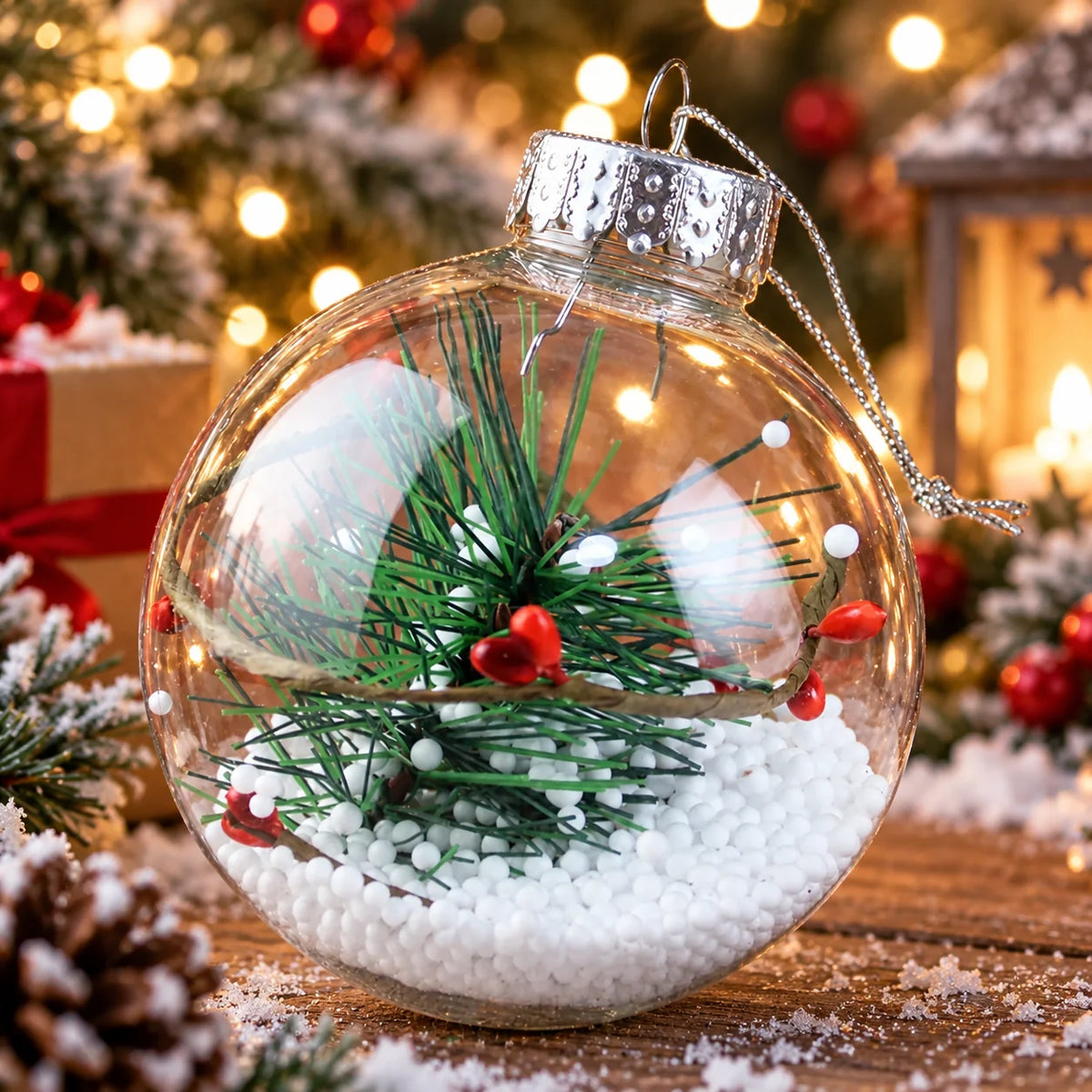 Fillable Ornaments Clear Plastic Set of 24