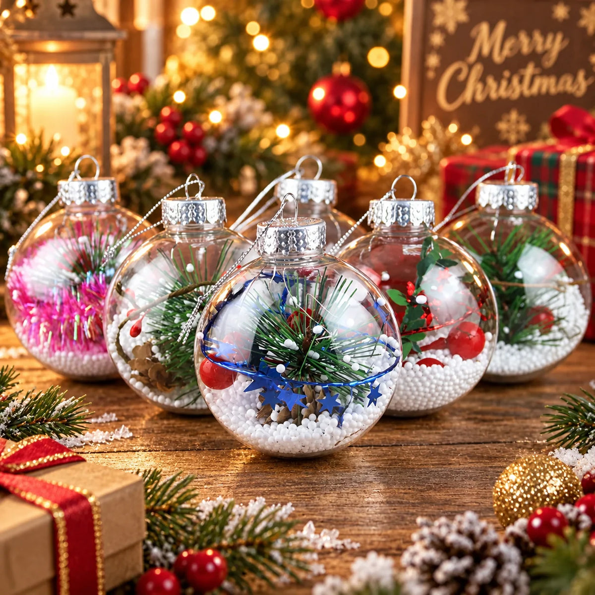 Fillable Ornaments Clear Plastic Set of 24