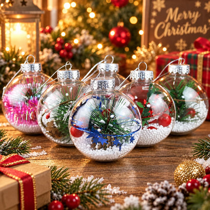 Fillable Ornaments Clear Plastic Set of 24