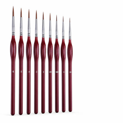 Fine Round Wooden Handle Detail Paint Brush (For Acrylic, Oil & Watercolor)