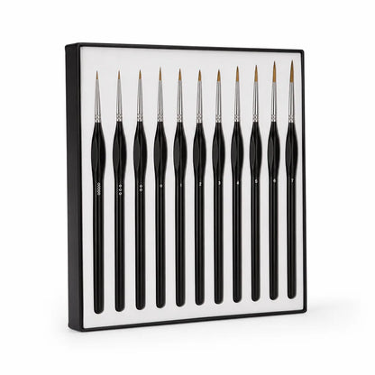 Fine Round Wooden Handle Detail Paint Brush (For Acrylic, Oil & Watercolor)